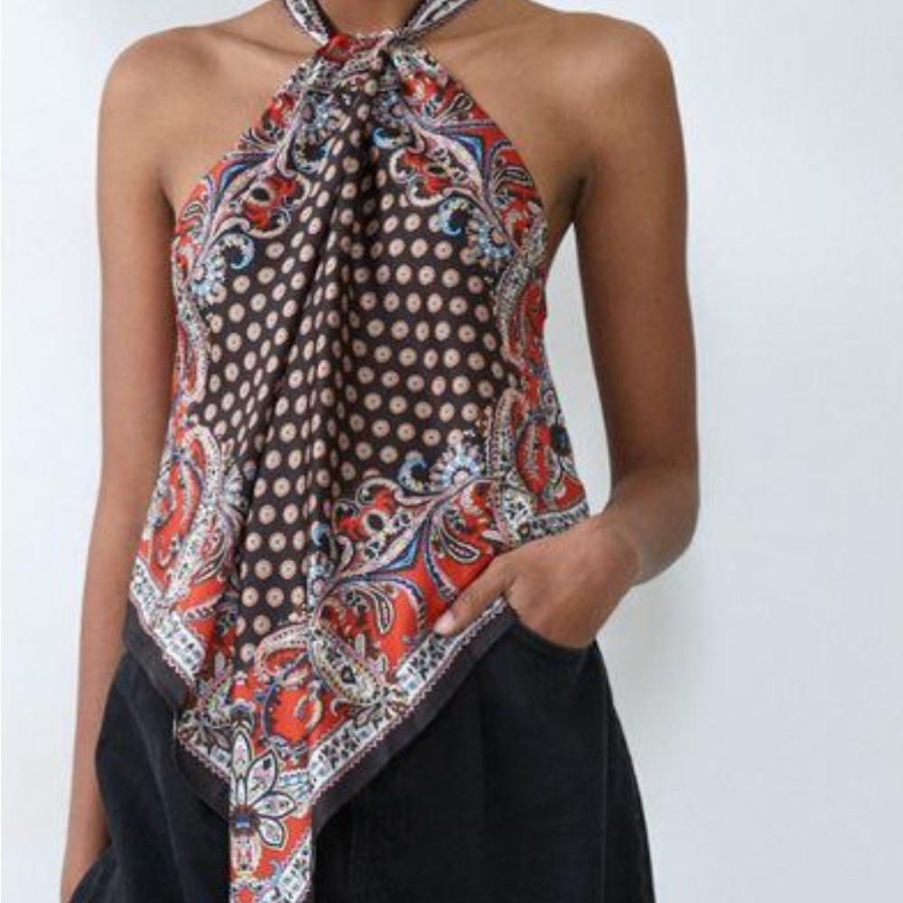Paisley Halter Scarf Top